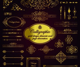 Calligraphy gold design elements vector 02