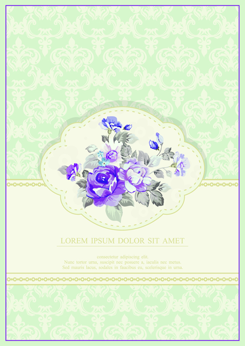 Vintage Flower Congratulation Cards vector 01