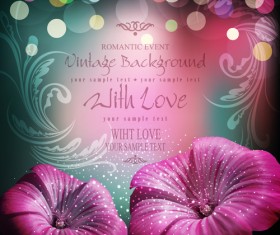 Flowers and Vintage backgrounds vector 01