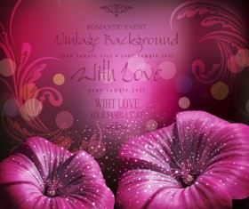 Flowers and Vintage backgrounds vector 02