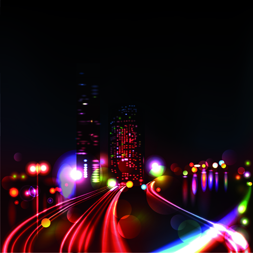 Night City with Neon design vector 02