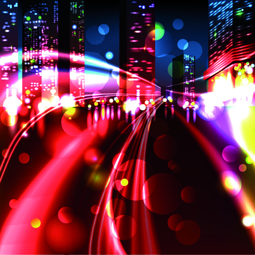 Night City with Neon design vector 03