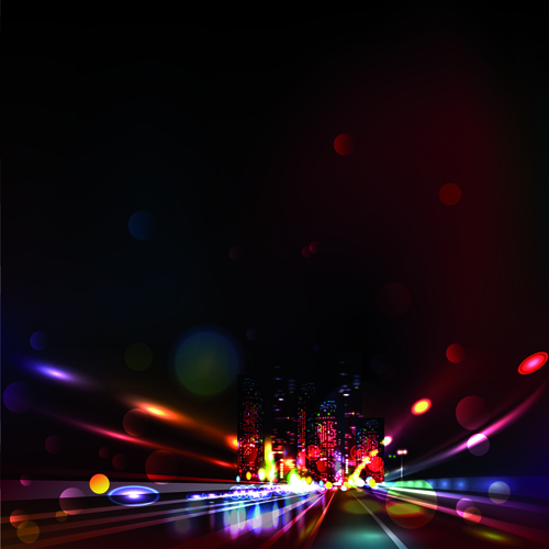 Night City with Neon design vector 04