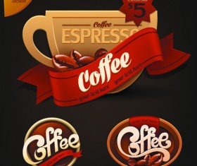 Romantic Coffee Labels design vector 04
