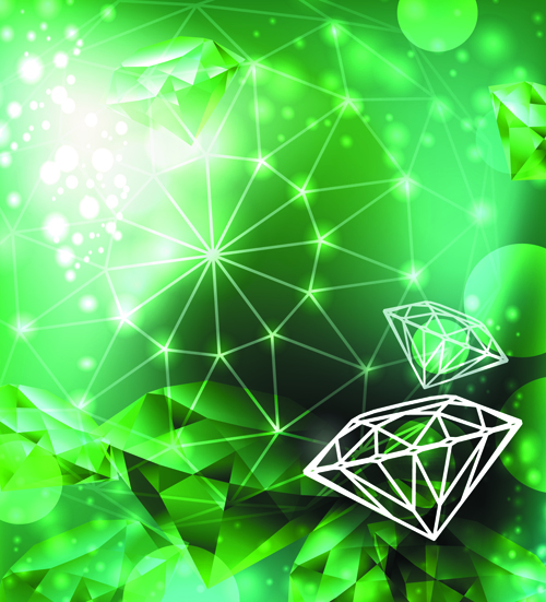 Green Diamond Backgrounds vector 03