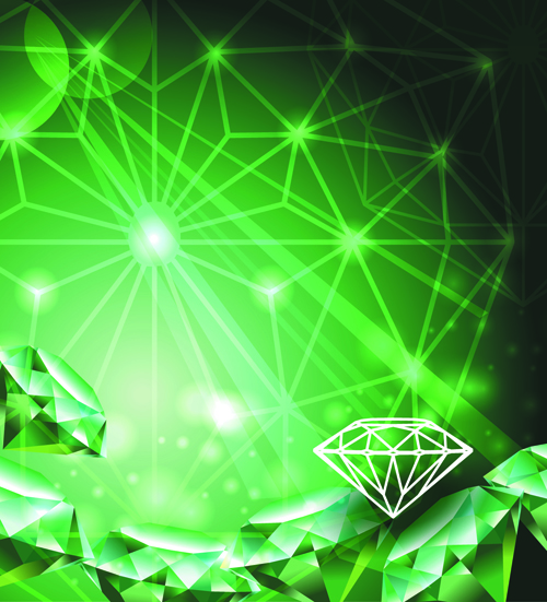 Green Diamond Backgrounds vector 04
