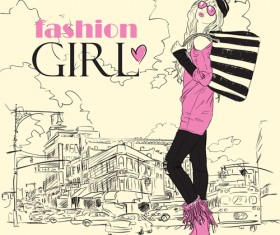 Fashion Girl elements vector set 02