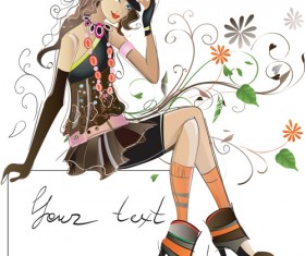 Fashion Girl elements vector set 03