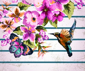 Watercolor Flowers vector 02