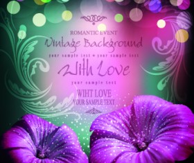 Halation Flowers vector backgrounds 02