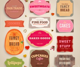 Cute Food Labels design vector 02
