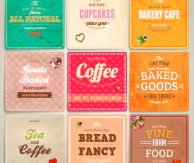 Cute Food Labels design vector 03