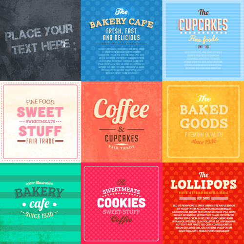 Cute Food Labels design vector 04