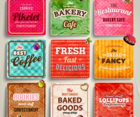 Cute Food Labels design vector 05