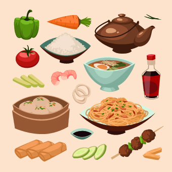 Various Food elements vector set 02