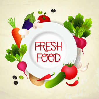 Fresh food labels design vector 01
