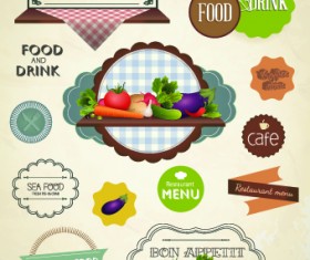 Fresh food labels design vector 02
