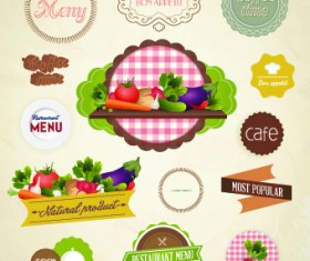 Fresh food labels design vector 03