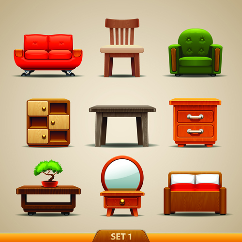 Vector Furniture Icons set 01