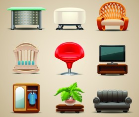 Vector Furniture Icons set 03