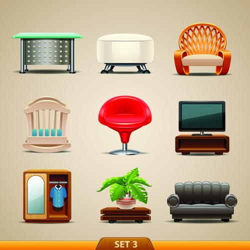 Vector Furniture Icons set 03