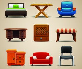 Vector Furniture Icons set 04