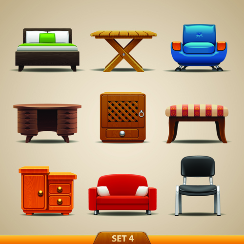 Vector Furniture Icons set 04