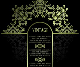 Golden Ornaments with Black Backgrounds vector 01