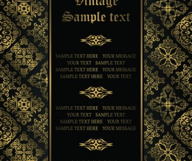 Golden Ornaments with Black Backgrounds vector 02