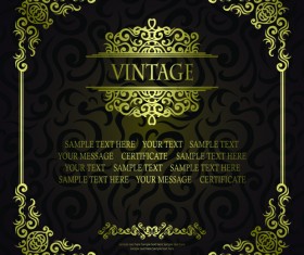 Golden Ornaments with Black Backgrounds vector 03