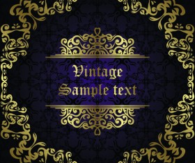 Golden Ornaments with Black Backgrounds vector 05