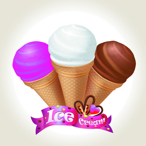 Cute Ice Cream design vector 01