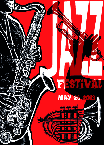 Jazz poster publicize template vector 05