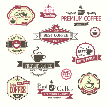 Modern Coffee Label vector set 04