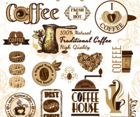 Retro Labels and stickers coffee vector 01