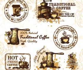 Retro Labels and stickers coffee vector 02