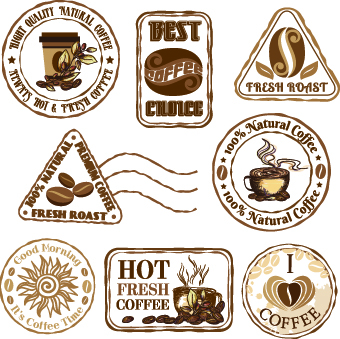 Retro Labels and stickers coffee vector 03