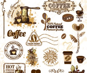 Retro Labels and stickers coffee vector 04