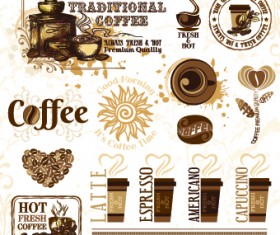 Retro Labels and stickers coffee vector 05
