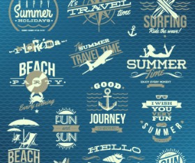 Vintage Summer vacation travel Logos vector 01