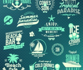Vintage Summer vacation travel Logos vector 02