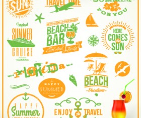 Vintage Summer vacation travel Logos vector 04
