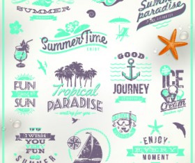 Vintage Summer vacation travel Logos vector 05