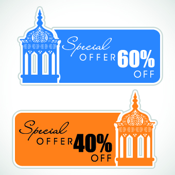 Muslim style discount tag vector 04