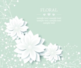 Paper flowers background vector 05