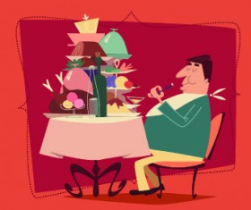 Funny Restaurant poster design vector 05