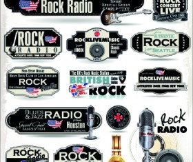 Retro rock music and jazz labels vector 10