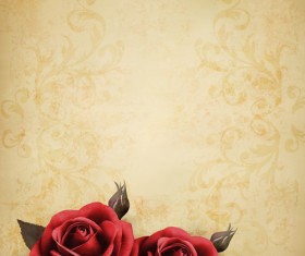 Roses and Vintage background vector 02