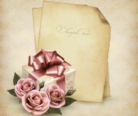 Roses and Vintage background vector 03