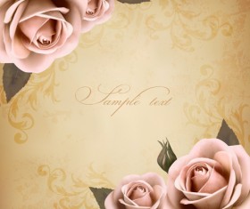 Roses and Vintage background vector 04